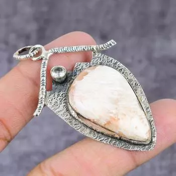 Подвеска из стерлингового серебра 925 пробы с натуральным сколецитом и белым топазом 2,37 дюйма S6I40