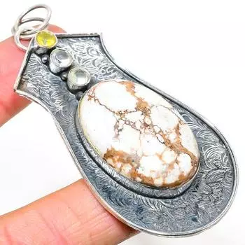 Подвеска из стерлингового серебра 925 пробы с натуральной дикой лошадью и цитрином, 3,27 дюйма, G4r90