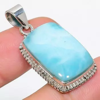 Подвеска из стерлингового серебра 925 пробы с драгоценным камнем Natural Republic Larimar 1,75 дюйма u7p32