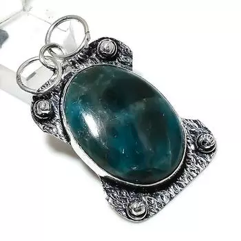 Подвеска из стерлингового серебра 925 пробы с натуральным неоновым синим апатитом, 2,09 дюйма, d4R15