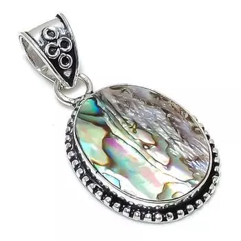Подвеска из стерлингового серебра 925 пробы с драгоценным камнем в виде ракушки абалон 1,85 дюйма t0W24
