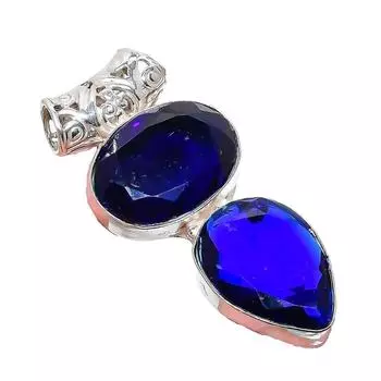 Подвеска из стерлингового серебра 925 пробы с драгоценным камнем London Blue Topaz 2,17 дюйма AH-928 2.2 синий