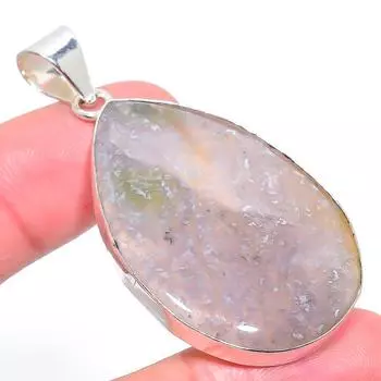 Подвеска из стерлингового серебра 925 пробы с натуральным шлейфовым агатом ручной работы 2,32 дюйма B8T93