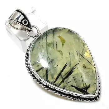 Подвеска из стерлингового серебра 925 пробы с драгоценным камнем пренитом 2,48 дюйма E9f64