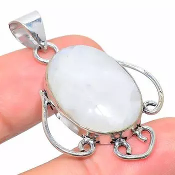 Подвеска из стерлингового серебра 925 пробы с натуральным радужным лунным камнем 1,77 дюйма E2e96