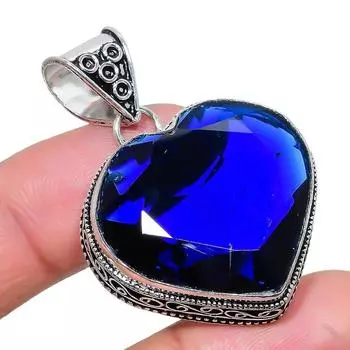 Подвеска из стерлингового серебра 925 пробы с драгоценным камнем London Blue Topaz 2,17 дюйма AH-815 2.2 синий
