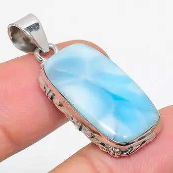 Подвеска из стерлингового серебра 925 пробы с драгоценным камнем Natural Republic Larimar 1,75 дюйма B4i62