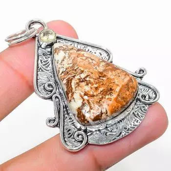 Подвеска из стерлингового серебра 925 пробы с натуральной дикой лошадью и цитрином, 2,36 дюйма q9R31