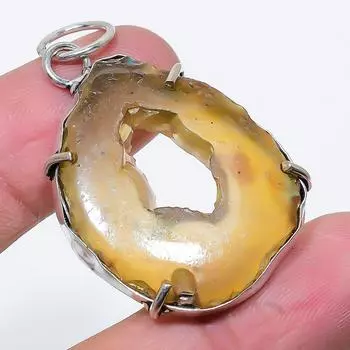 Подвеска из стерлингового серебра 925 пробы с натуральным желтым драгоценным камнем Ботсвана Друзи размером 1,97 дюйма m4K37
