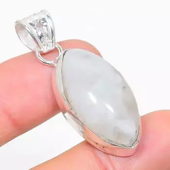Подвеска из стерлингового серебра 925 пробы с натуральным радужным лунным камнем 1,65 дюйма G4q98