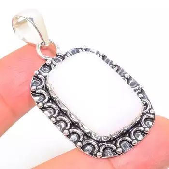 Подвеска из стерлингового серебра 925 пробы с натуральным радужным лунным камнем 2,01 дюйма I5Z65