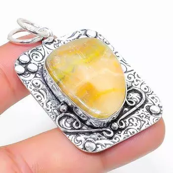 Подвеска из стерлингового серебра 925 пробы с натуральным шмелем и яшмой, 2,05 дюйма, v8v71