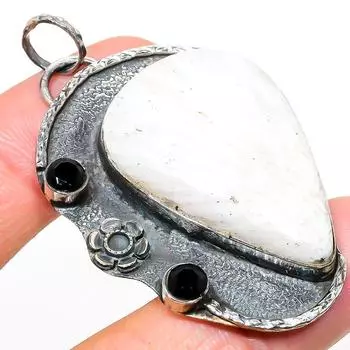 Подвеска из стерлингового серебра 925 пробы с натуральным сколецитом и шпинелью 2,40 дюйма y2O56