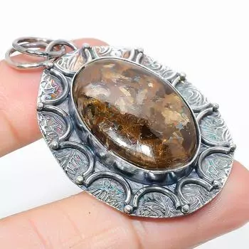 Подвеска из стерлингового серебра 925 пробы с натуральным бронзитом ручной работы 2,25 дюйма k1f40