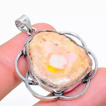 Подвеска из стерлингового серебра 925 пробы с натуральным желтым солнечным кварцем размером 1,62 дюйма, O6c90