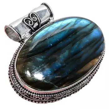 Подвеска из стерлингового серебра 925 пробы с драгоценным камнем лабрадоритом 2,17 дюйма AH-846 2.2 чёрный