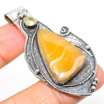 Подвеска из стерлингового серебра 925 пробы с натуральным камнем септериан и цитрином 2,40 дюйма V9q27