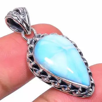 Подвеска из стерлингового серебра 925 пробы с драгоценным камнем Natural Republic Larimar 1,58 дюйма f7H37