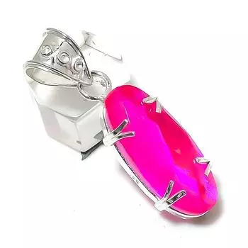 Подвеска из стерлингового серебра 925 пробы с розовым рубиллитом, ручная работа, 1,85 дюйма, y1E88