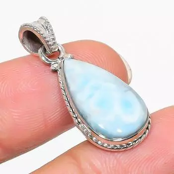 Подвеска из стерлингового серебра 925 пробы с драгоценным камнем Natural Republic Larimar 1,50 дюйма I1z70