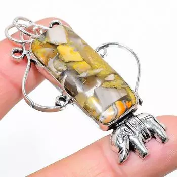 Подвеска из стерлингового серебра 925 пробы с натуральным драгоценным камнем шмель-яшма 2,56 дюйма s0t95