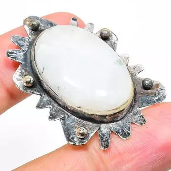 Подвеска из стерлингового серебра 925 пробы с натуральным радужным лунным камнем 1,77 дюйма p0O24