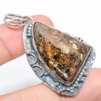 Подвеска из стерлингового серебра 925 пробы с натуральным бронзитом ручной работы 2,29 дюйма D4z39