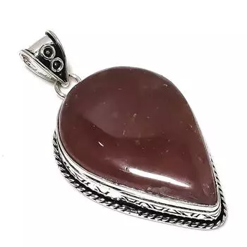 Подвеска из стерлингового серебра 925 пробы с натуральным клубничным кварцем 2,56 дюйма q7i03