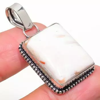 Подвеска из стерлингового серебра 925 пробы с натуральным камнем сколецитом ручной работы 1,65 дюйма B7v83