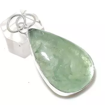 Подвеска из стерлингового серебра 925 пробы с натуральным зеленым апатитом 2,17 дюйма C6g43