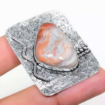 Подвеска из стерлингового серебра 925 пробы с природным агатом высшего качества, 1,65 дюйма, i8y33