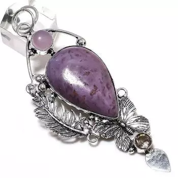 Подвеска из стерлингового серебра 925 пробы с драгоценным камнем пурпуритом ручной работы 3,62 дюйма j4E22