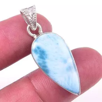 Подвеска из стерлингового серебра 925 пробы с драгоценным камнем Natural Republic Ларимар 1,50 дюйма y0W91