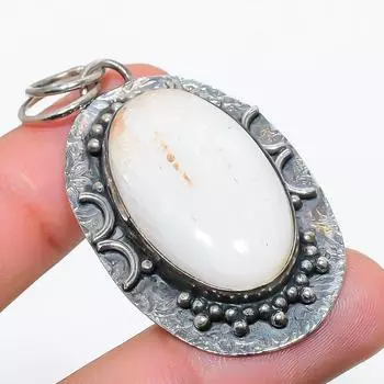 Подвеска из стерлингового серебра 925 пробы с натуральным радужным лунным камнем 2,17 дюйма F8e94