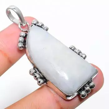 Подвеска из стерлингового серебра 925 пробы с натуральным радужным лунным камнем 2,21 дюйма p4k60