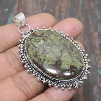 Подвеска из стерлингового серебра 925 пробы с драгоценным камнем «Кровь дракона» и удивительным ювелирным изделием ручной работы 2.56 Inches зелёный