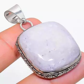 Подвеска из стерлингового серебра 925 пробы с натуральным радужным лунным камнем 1,85 дюйма Q5v27