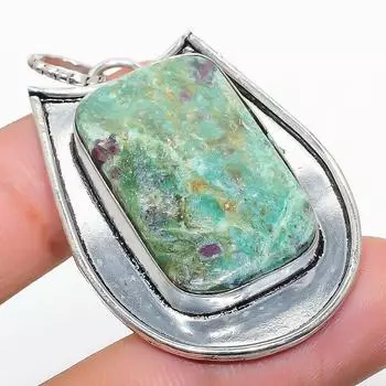 Подвеска из стерлингового серебра 925 пробы с драгоценным камнем RubyFuchsite, 2,01 дюйма, r5g48