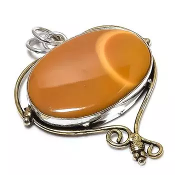 Подвеска из стерлингового серебра 925 пробы с натуральным двухцветным драгоценным камнем Мукаит 1,89 дюйма G8M79