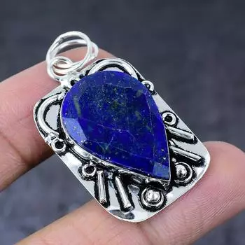 Подвеска из стерлингового серебра 925 пробы с натуральным лазуритом ручной работы 1,97 дюйма s0r34