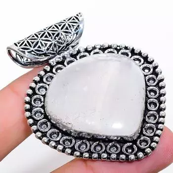 Подвеска из стерлингового серебра 925 пробы с натуральным радужным лунным камнем 2,29 дюйма B4L57