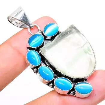 Подвеска из стерлингового серебра 925 пробы с натуральным флюоритом и драгоценным камнем Monalisa 2,17 дюйма Q9z53