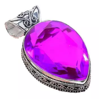 Подвеска из стерлингового серебра 925 пробы с розовым аметистом, ручная работа, 2,17 дюйма AH-830 2.2 фиолетовый