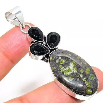 Подвеска из стерлингового серебра 925 пробы с натуральным камнем Гогунджула и шпинелью 2,56 дюйма V9K09