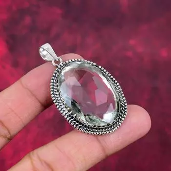 Подвеска из стерлингового серебра 925 пробы с белым топазом, ювелирное украшение из драгоценных камней ручной работы, на День памяти 2.16 Inches белый