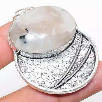 Подвеска из стерлингового серебра 925 пробы с натуральным радужным лунным камнем 2,25 дюйма u5Q96