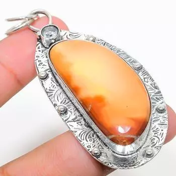 Подвеска из стерлингового серебра 925 пробы с натуральной яшмой малигано и белым топазом 3,03 дюйма T4o93