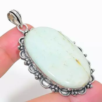 Подвеска из стерлингового серебра 925 пробы с натуральным хризопразом 2,56 дюйма E1B43