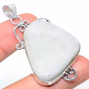 Подвеска из стерлингового серебра 925 пробы с натуральным радужным лунным камнем 2,32 дюйма C5p77