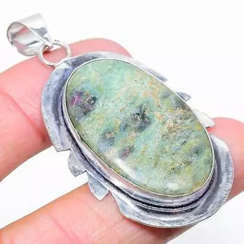 Подвеска из стерлингового серебра 925 пробы с драгоценным камнем RubyFuchsite, 2,29 дюйма, Z9t80